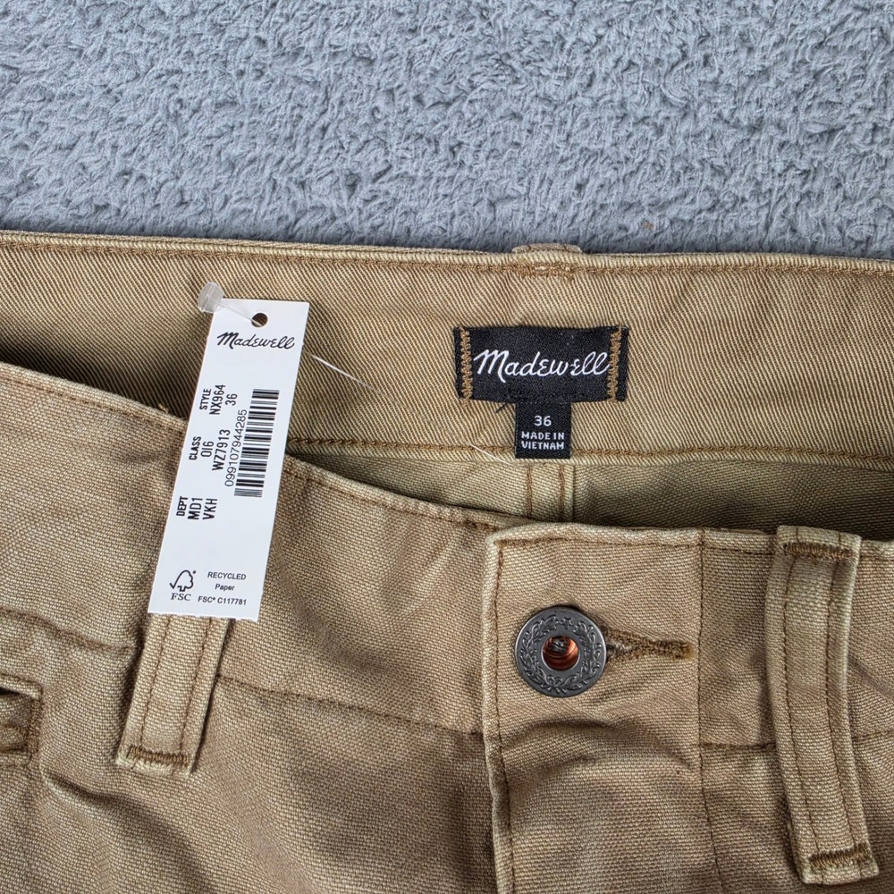 Madewell The Canvas Utility Pants Mens 36x30 Khaki Tan Cotton Straight Leg NWT - Picture 3 of 10